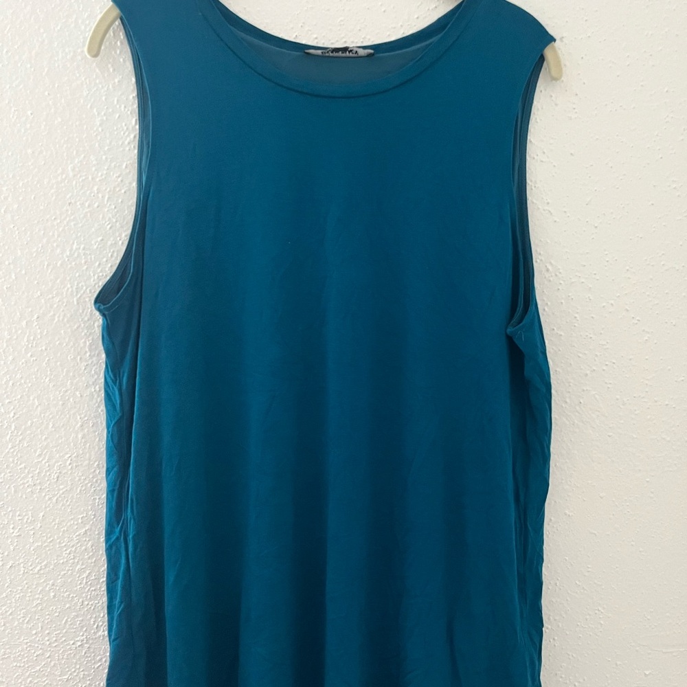 Ellen Tracy Blue Tank Top Classic Crew Neck